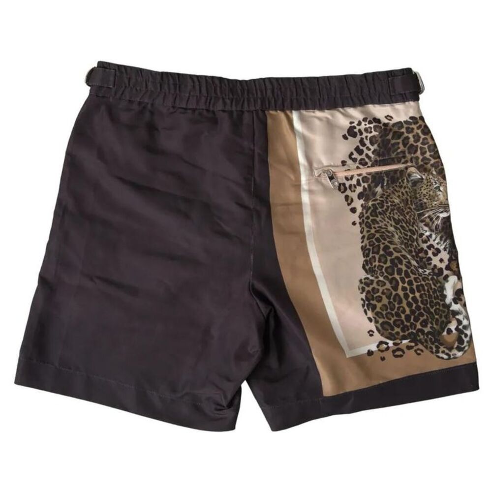 Pre Loved dolce & gabbana Leopard Swim Shorts Women Brown Swimwear
